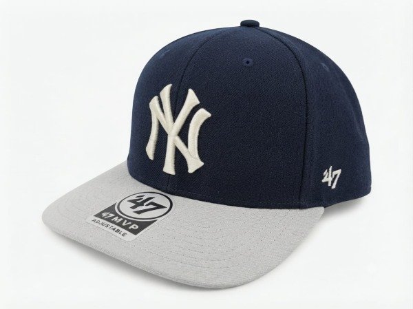Producto - Ny curva 47 visera blanca copa azul logo blanca snapback regulable