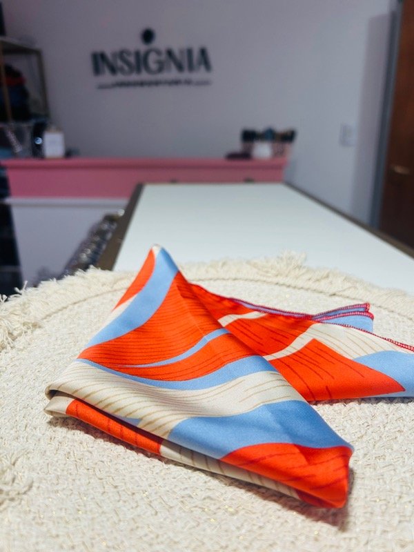 Producto - Pañuelo naranja/celeste