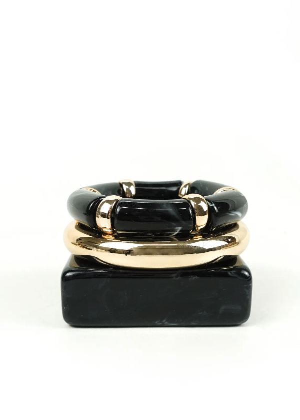 Producto - Pulsera Resina Cuadrada Negra pack x 3