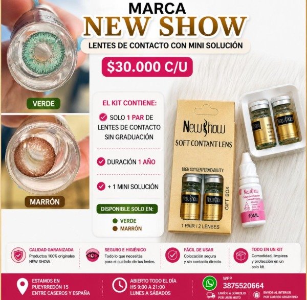 Producto - 1 par + mini solución marca NEW SHOW