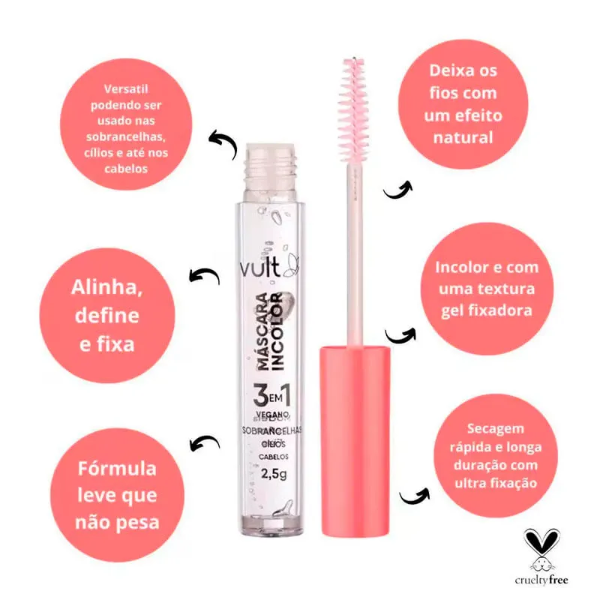 Producto - Vult Incolor 3 Em 1 - Máscara Para Cílios E Sobrancelhas 2,5g
