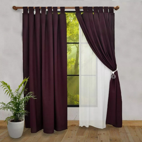 Producto - Juego de Cortinas Bordó 4 Paños con Voile
