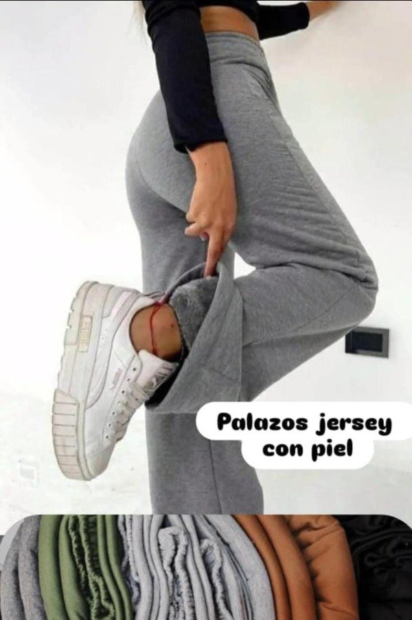 Producto - Pantalón Palazo JERSEY con corderito COD 3357