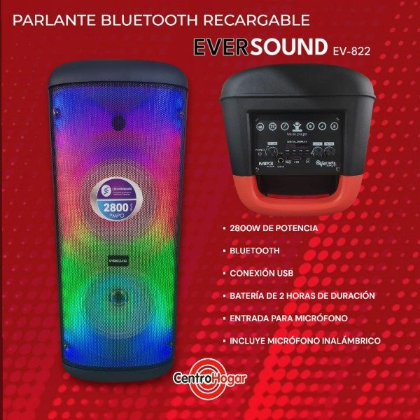 Producto - Parlante Bluetooth recargable EVERSOUND ev-82
