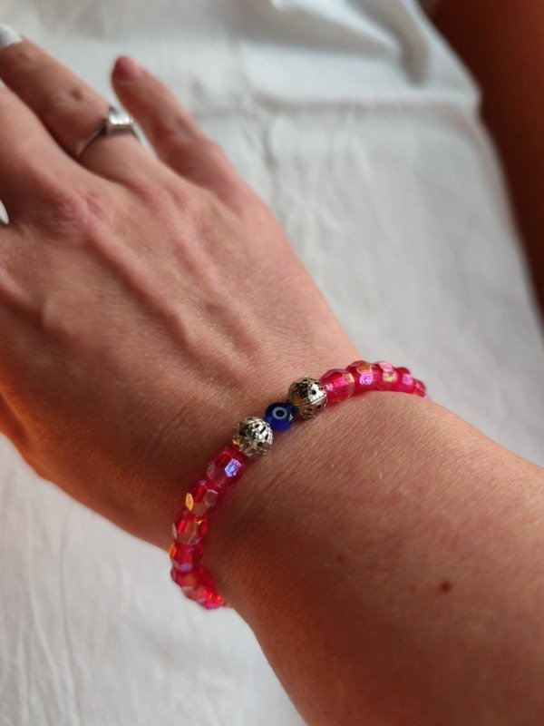 Producto - PULSERA MOSTACILLAS ROJAS TORNASOL Y OJO TURCO