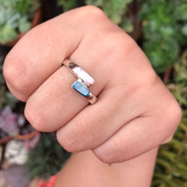 Producto - Anillo Nácar Rosa y Celeste