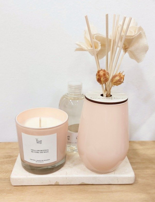 Producto - Difusor bombé + vela Rosé 250cc