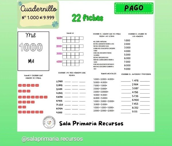 Producto - Números hasta el 9.999