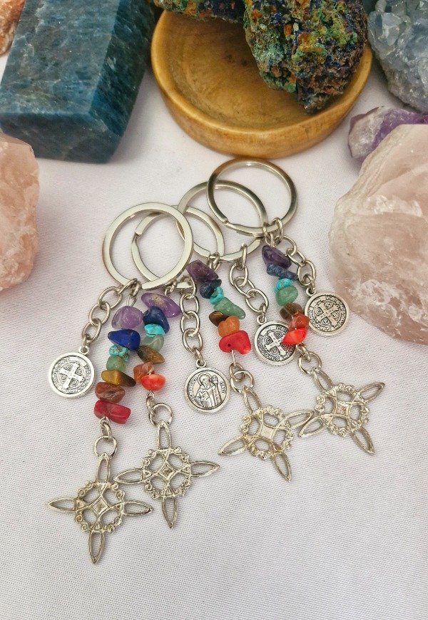 Producto - LLAVERO 7 CHAKRAS Y NUDO BRUJA