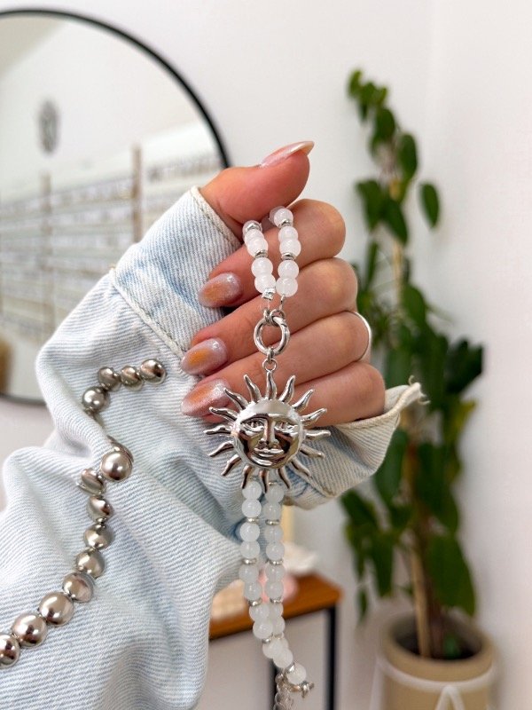 Producto - Chocker mostacillas blancas sol plateado