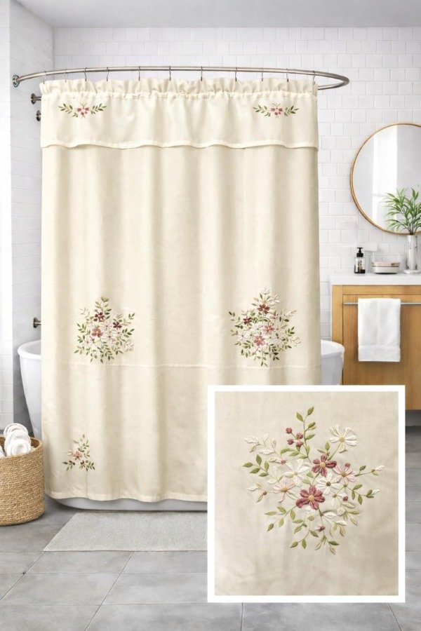 Producto - Cortina Teflon Bordada con Cintas Magnolia