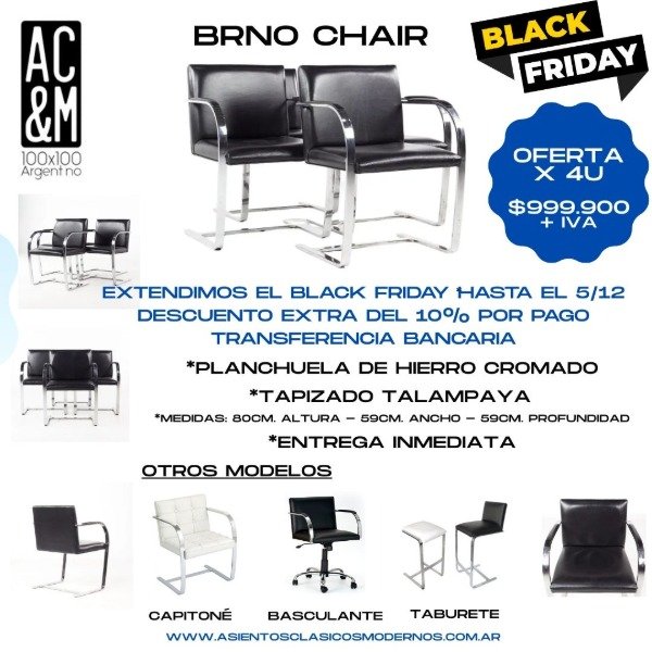 Producto - PRECIO MAYORISTA Silla Sillón BRNO Planchuela x4, ENTREGA INMEDIATA!!