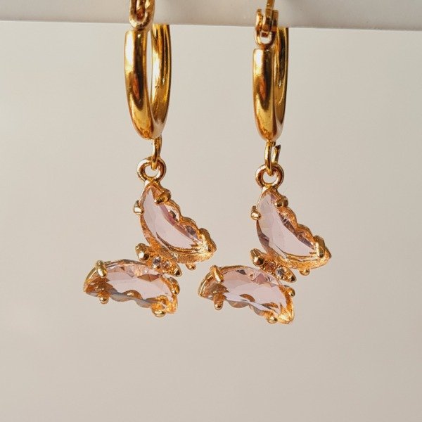 Producto - Aros mariposa cristal rosa