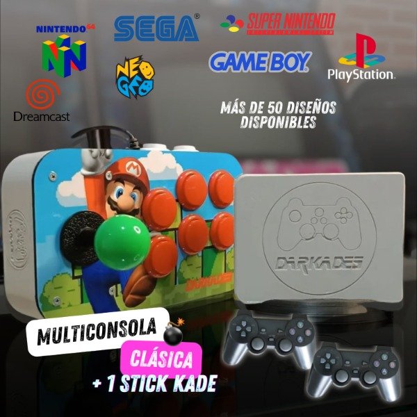 Producto - MULTICONSOLA CLASICA + 2 JOYSTICKS INALAMBRICOS + 1 JOYTICK ARCADE (STICK KADE)