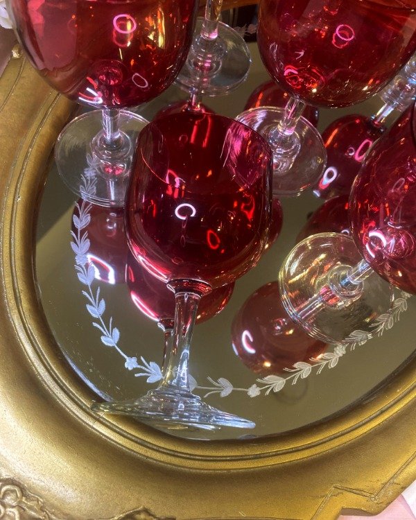 Producto - Juego De 8 Copas De Cristal Color Rubí