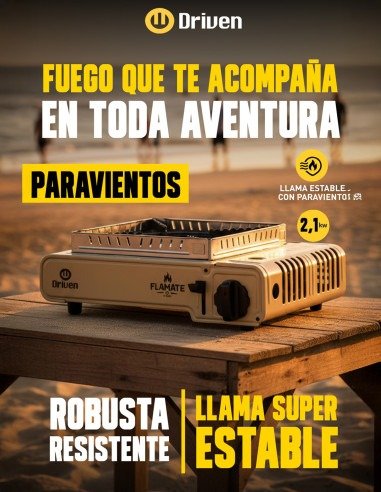 Producto - DC-10014 Anafe paraviento portátil a gas para camping beige Flamate