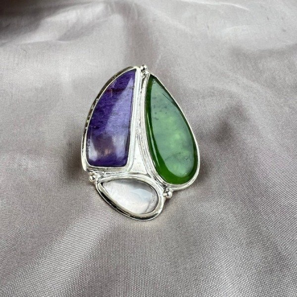 Producto - ANILLO JADE, CHAROITA Y CUARZO ROSA