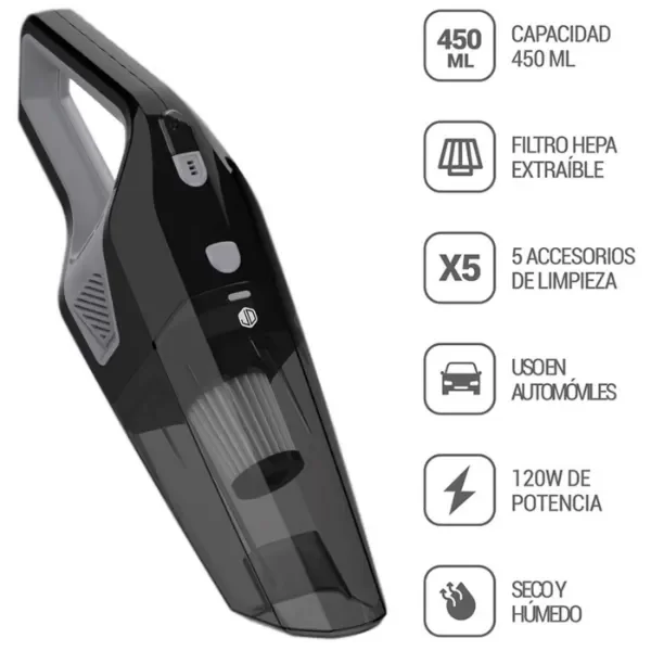 Producto - Aspiradora De Mano Para Auto JD Car Force 12v Negro 120w