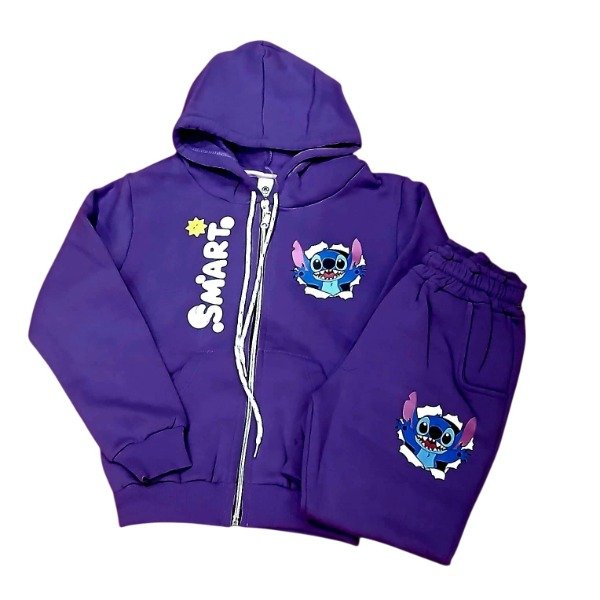 Producto - Conjunto en friza Nena Stitch Morado T8