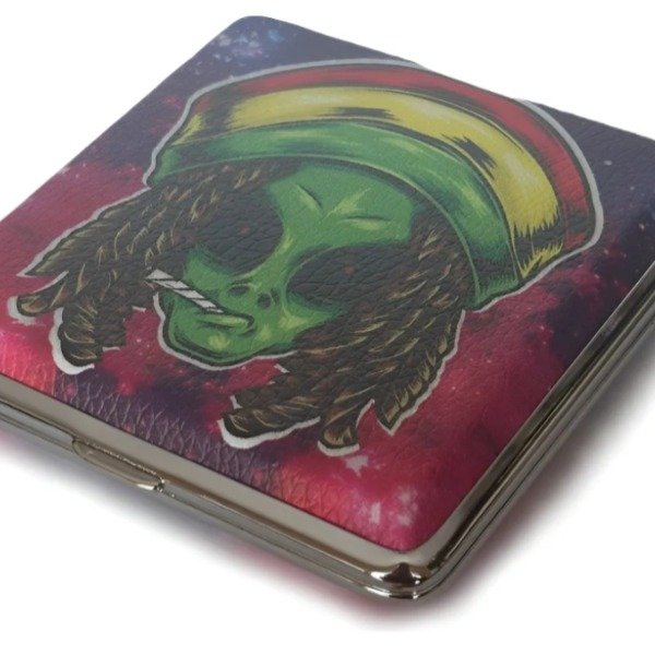 Producto - PORTA TABACO METAL Y CUERO 9CM