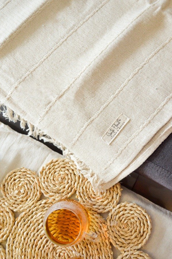 Producto - Manta Marroquí Verano Blanca Lisa