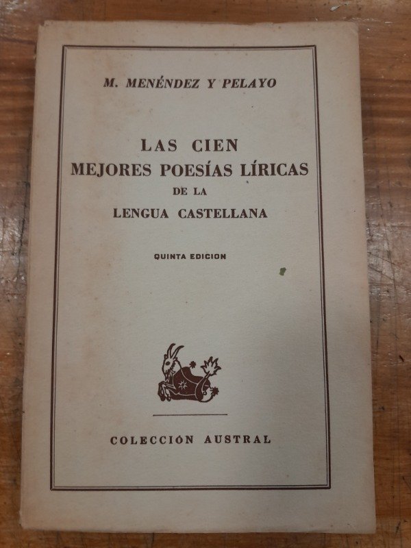 Producto - Las cien mejores poesias liricas de la lengua castellana - Menendez y Pelayo