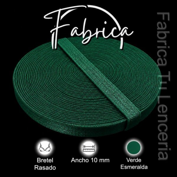 Producto - Bretel Verde Esmeralda 10mm rasado nylon (1 metro)