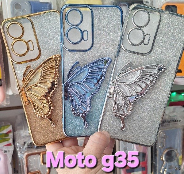 Producto - Fundas mariposas brillo desmontable. Moto g35