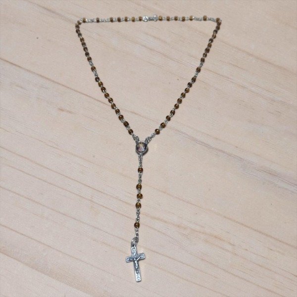 Producto - ROSARIO CHICO CON CUENTAS MARRON CON CENTRO DE JESUS MISERICORDIOSO - ROS#99 - 0