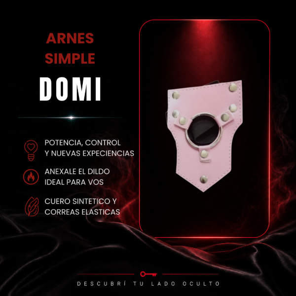 Producto - DOMI - Arnés de cuero rosado