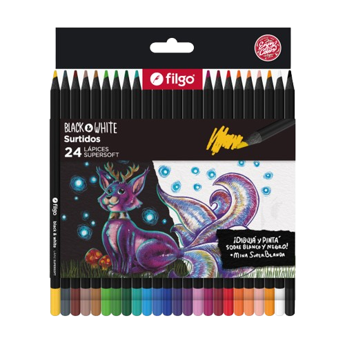 Producto - Lápices de Colores Filgo Black y White x24 Colores Supersoft