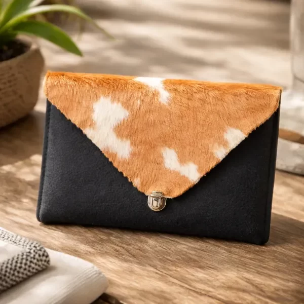 Producto - Sobre de mano tipo neceser de fieltro y cuero