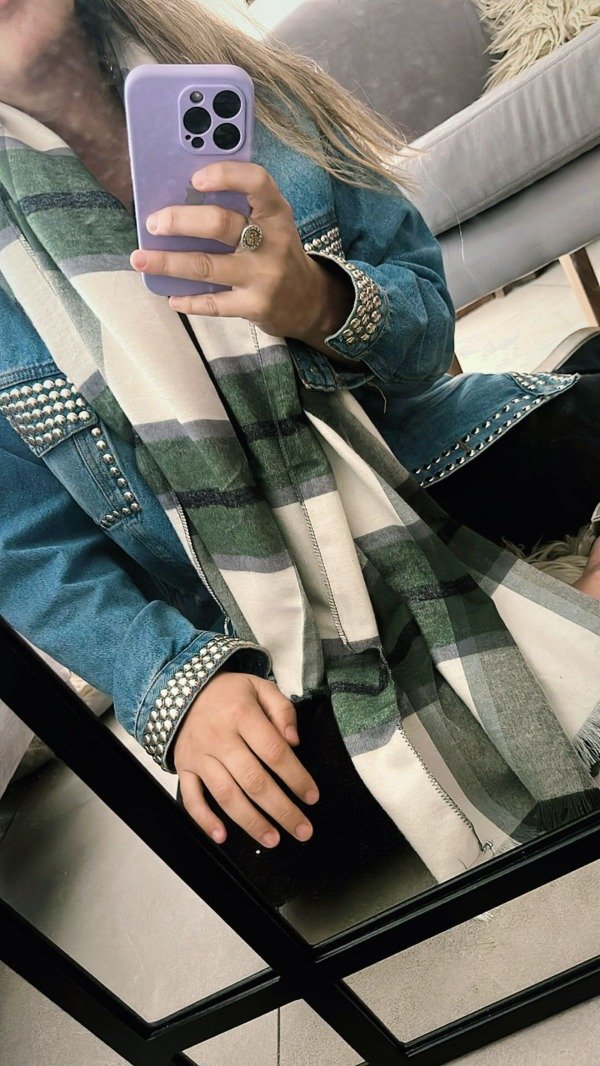 Producto - Ruana beige con verde benetton claro