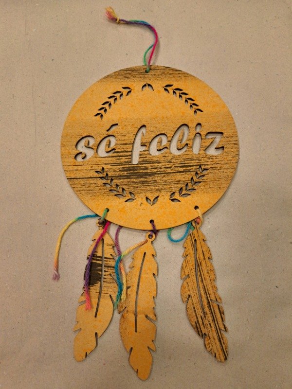 Producto - Atrapasueño Fibrofacil (MDF) pintado 30 cm "Se Feliz"...