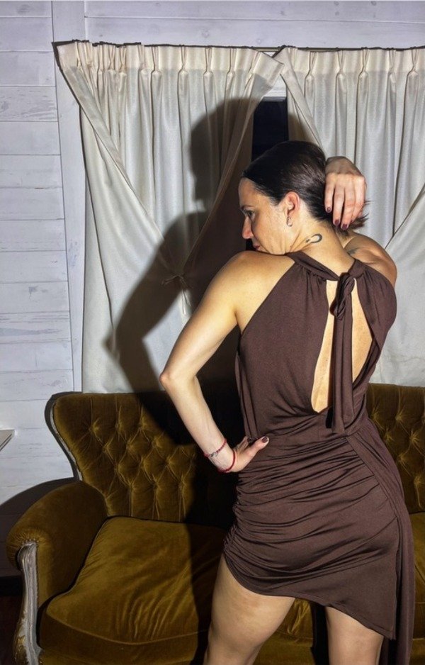 Producto - Vestido Halter frunce chocolate