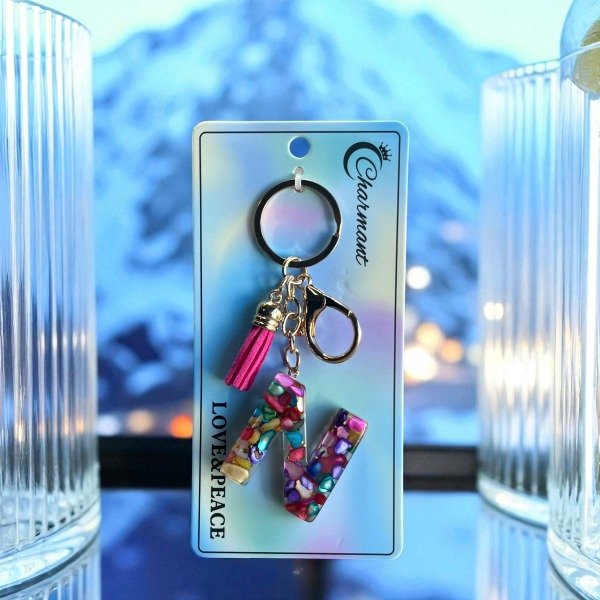 Producto - Llavero iniciales resina - Multicolor Letra  N