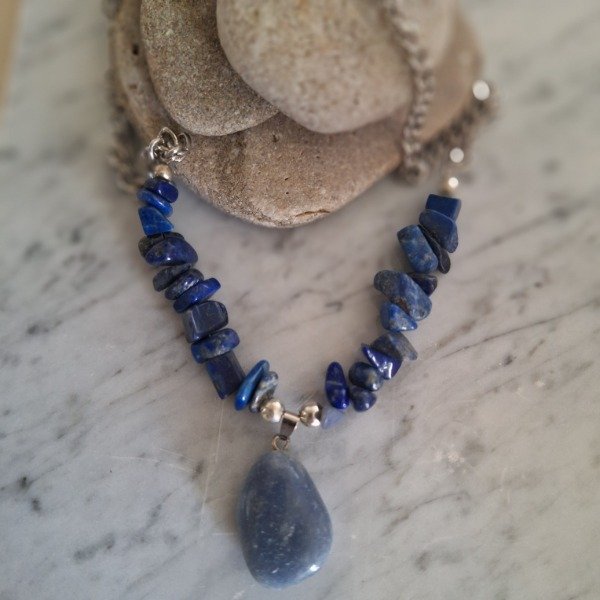 Producto - Collar Cuarzo Azul y Lapislazuli (dije y escallas)