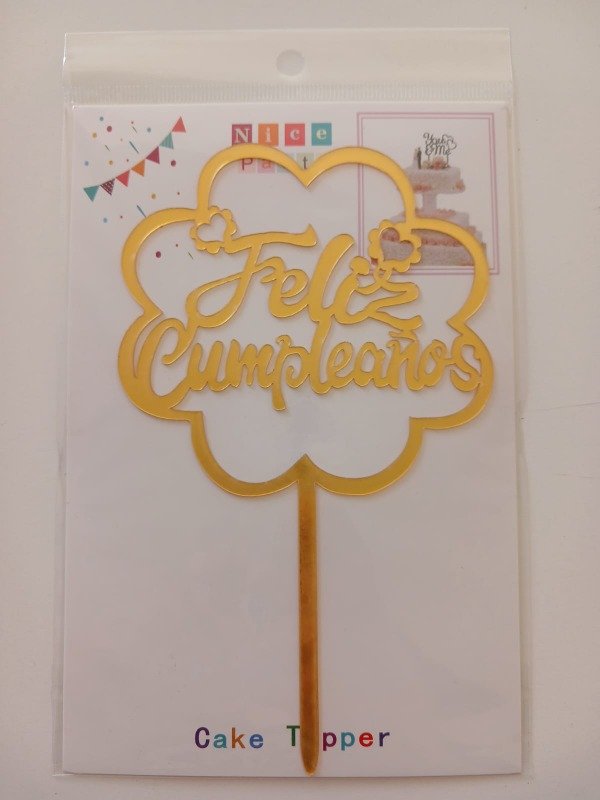 Producto - Cake Topper Acrílico "FC" Dorado M09