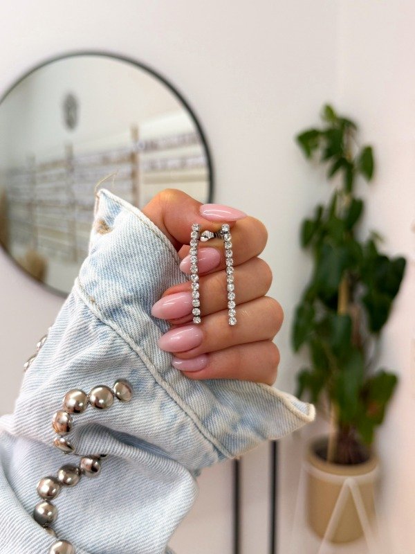 Producto - Aritos acero quirúrgico tira strass