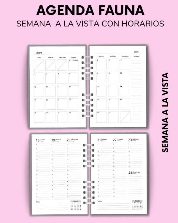 Producto - AGENDA FAUNA - semana a la vista con horarios - 3