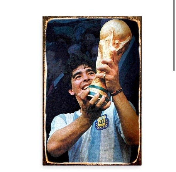 Producto - Chapa retro Maradona copa del Mundo 20 x 30