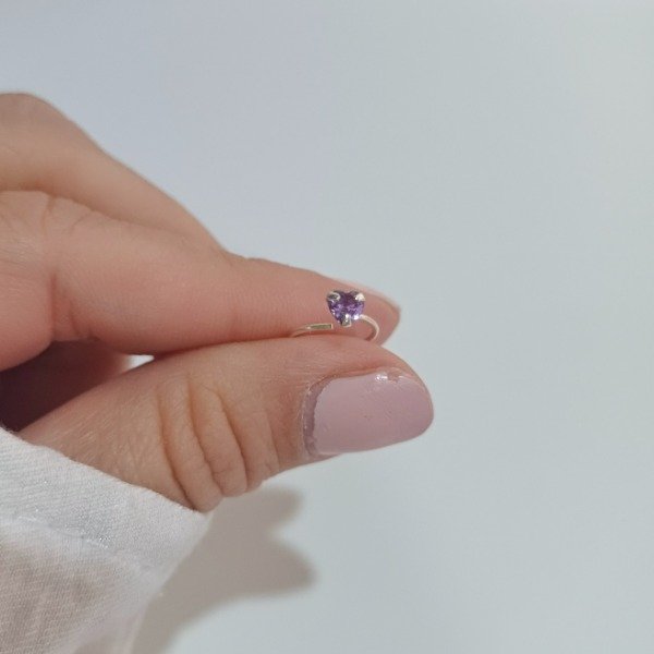 Producto - ARGOLLITA VENUS CORAZON VIOLETA PLATA 925