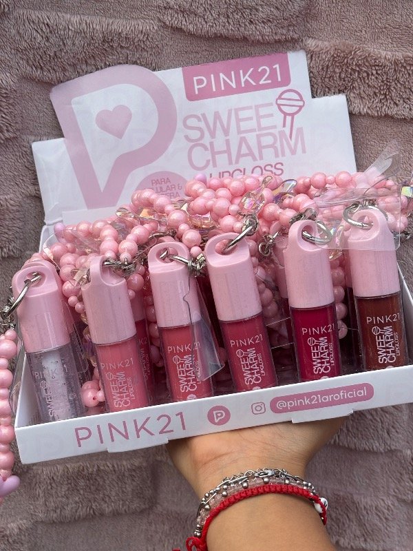 Producto - Gloss + charm celular y pulsera PINK 21