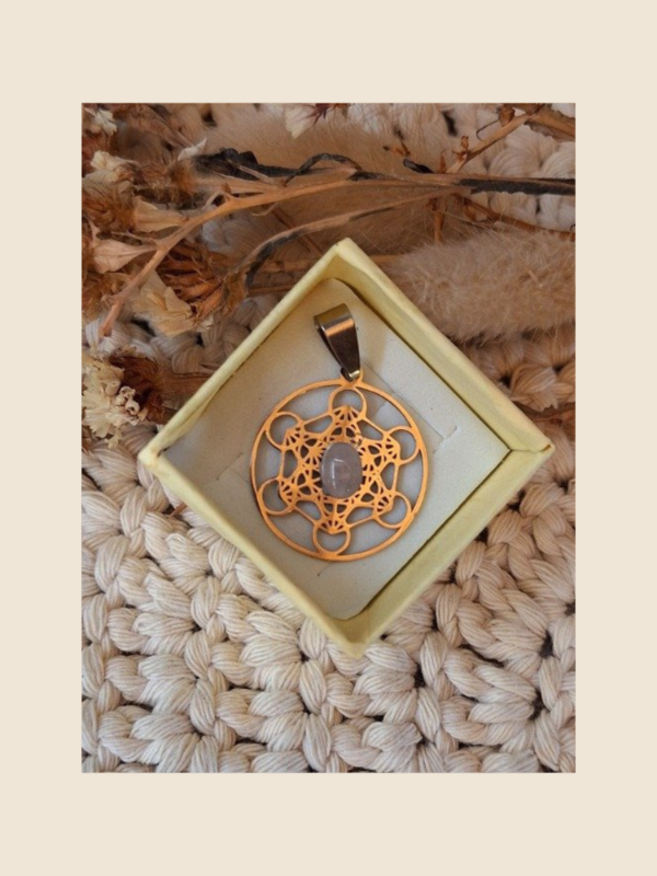 Producto - Dije metatrón con cuarzo rosa