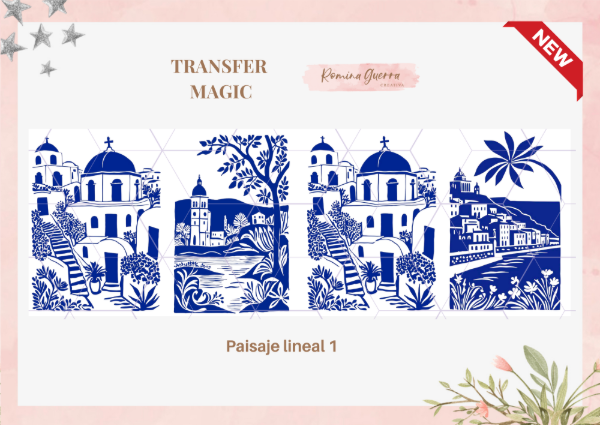 Producto - Transfer magic - Paisaje lineal azul 1