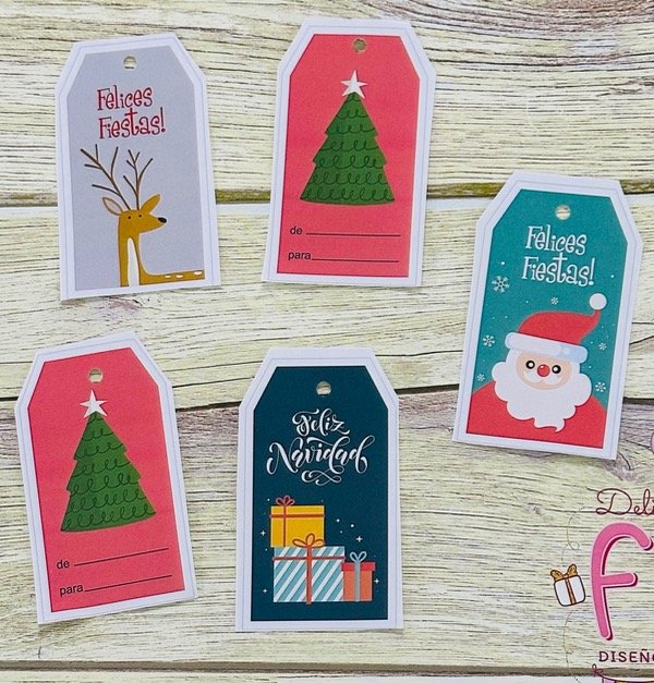Producto - Tags autoadhesivos navideño