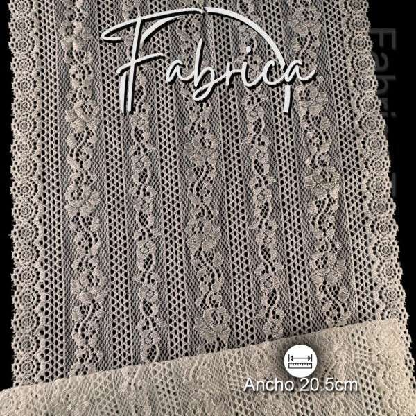 Producto - PS306 Puntilla Manteca. Medida: 20.5cm (por metro)