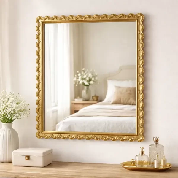 Producto - Espejo Biselado Con Marco Dorado Vintage