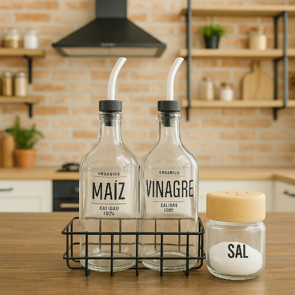 Producto - KIT ENSALADA Canasta + Aceiteras + salero