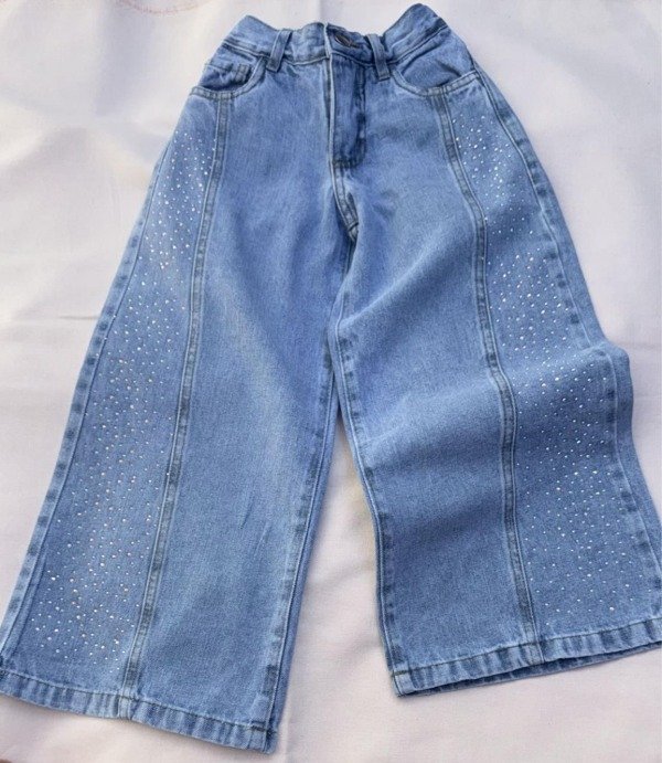 Producto - Jean Wide Leg Melody kids con detalles de glitter